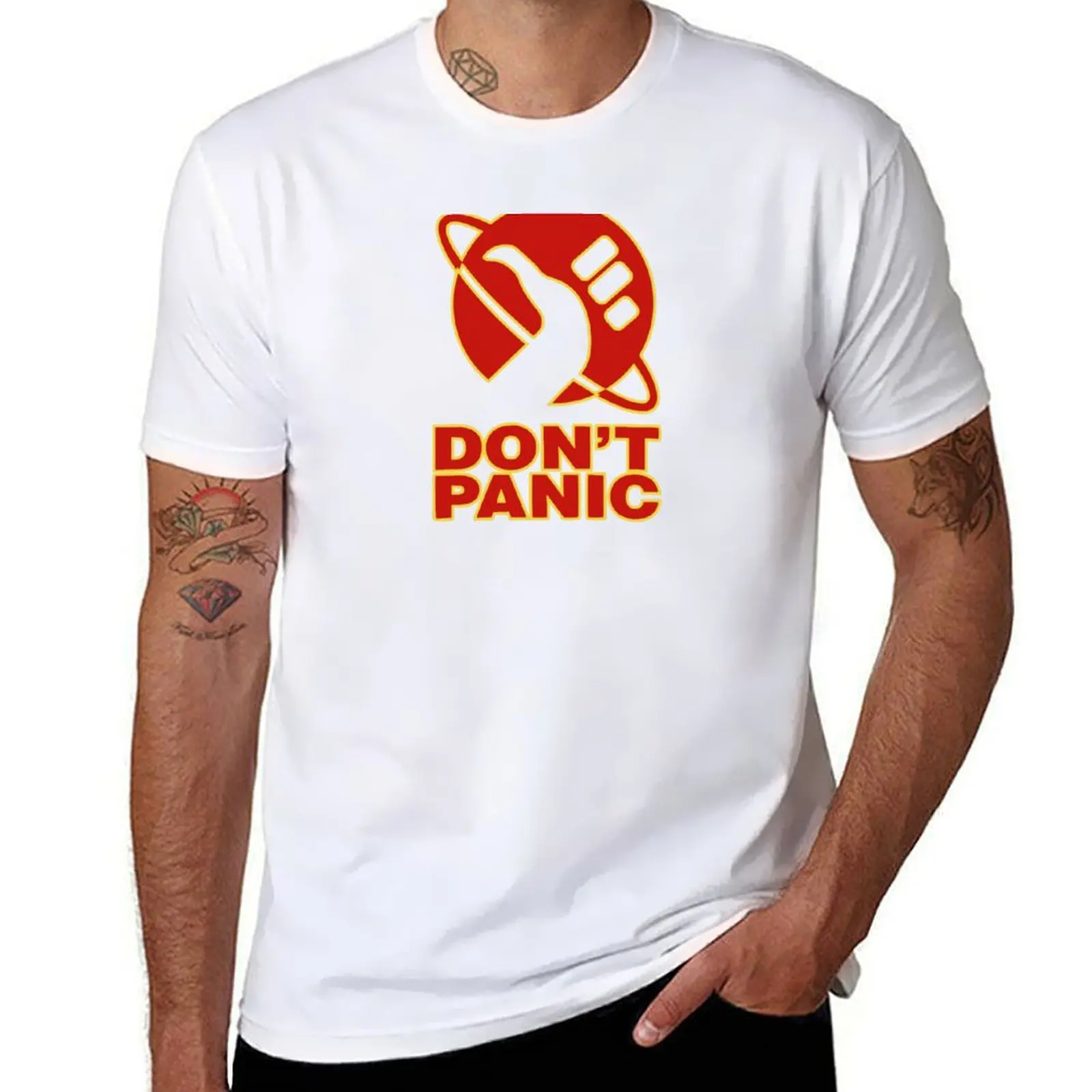 

Don't Panic T-Shirt Big and Tall Basic Tee Shirt