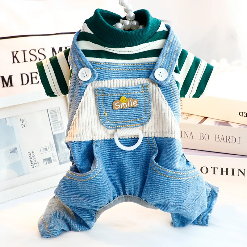 الحيوانات الأليفة الدنيم هوديي بذلة السروال القصير تي شيرت الكلب معطف القط جرو سترة الخريف الشتاء الملابس الملابس