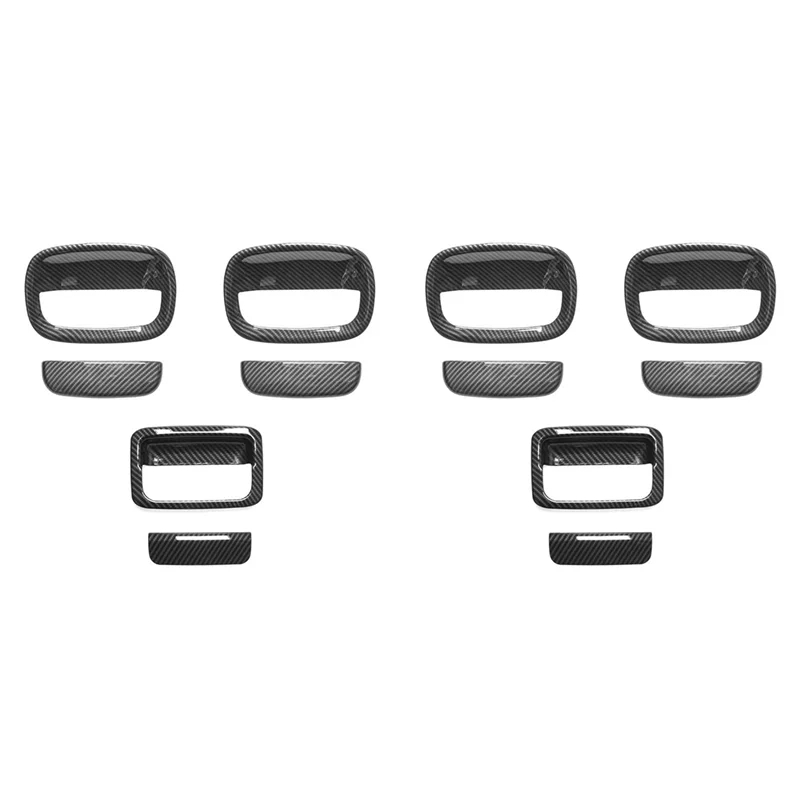

12X Door Handle Shell Outer Door Handle Decoration Cover ABS Carbon Fiber Grain For -Suzuki-Jimny 2019-2021 JB64 JB74