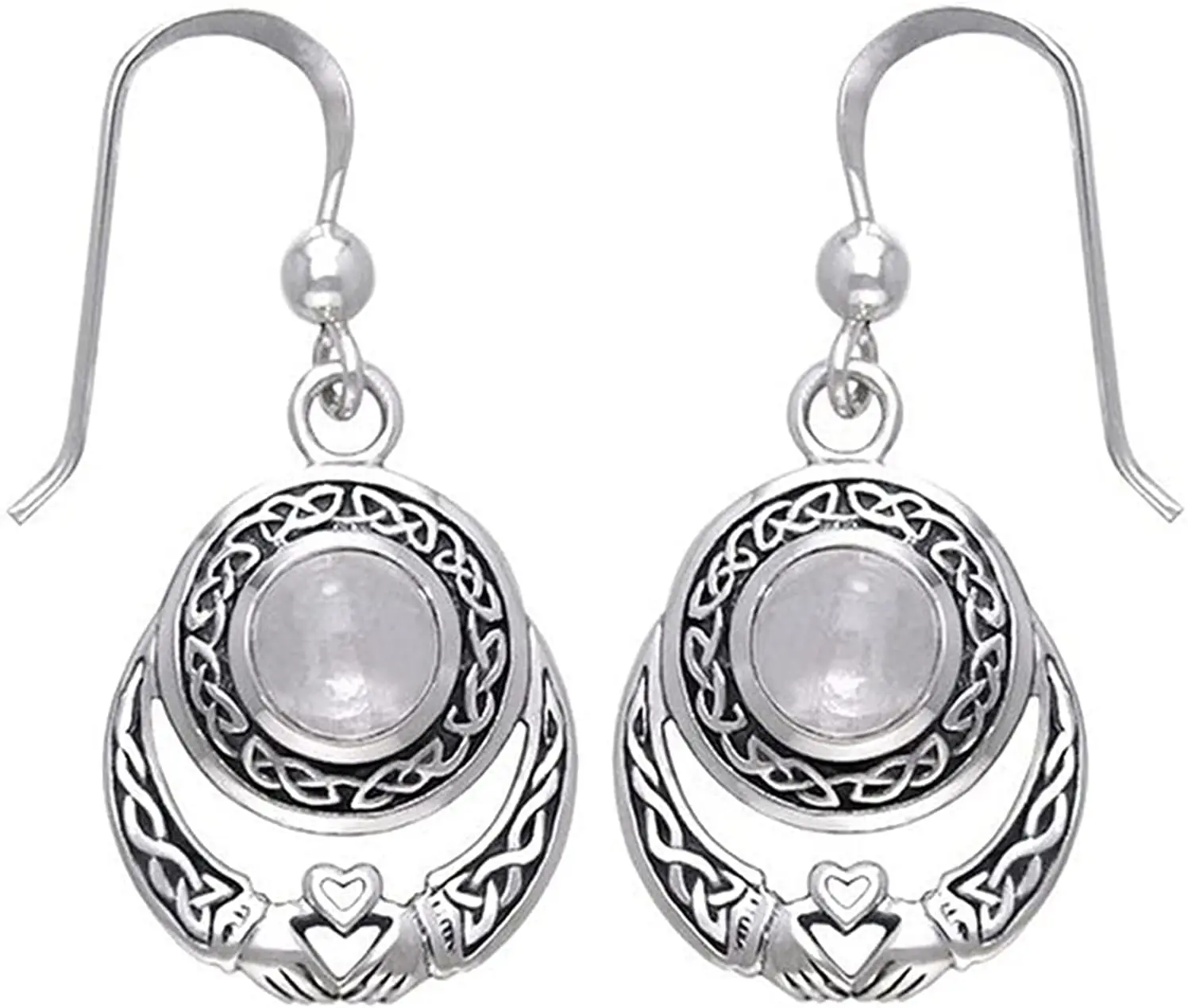 Natural Moonstone Sterling Silver Celtic Knot Dangle Hook Earrings For Women Durability and nice