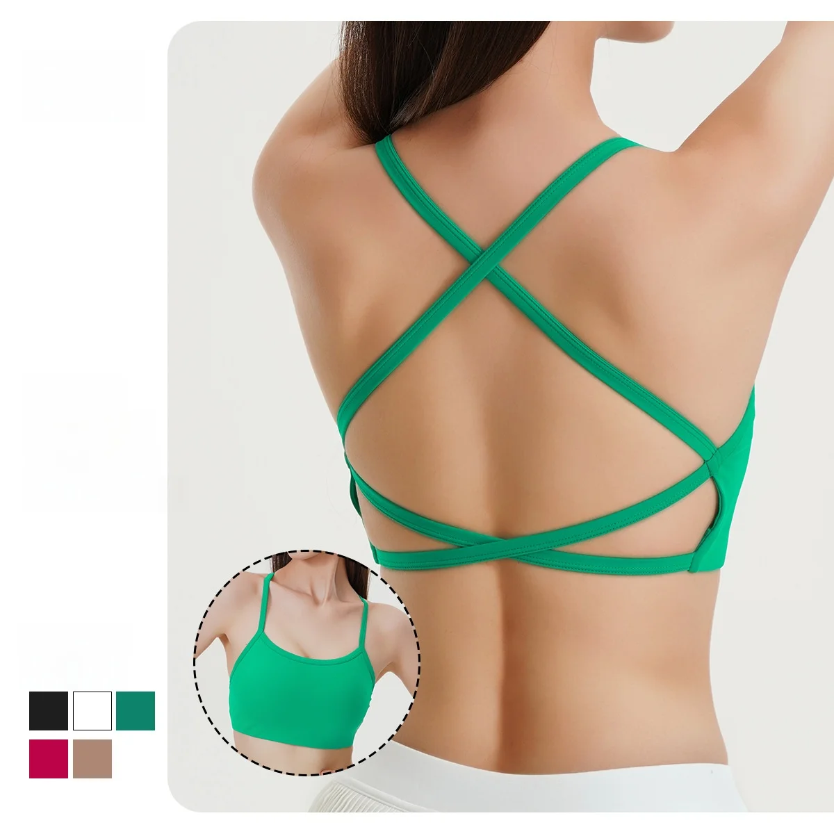 

Спортивное нижнее белье Цельный бюстгальтер для фитнеса с чашкой для прыжков в пилатесе, йоге - красивая женская активная одежда с дизайном спины