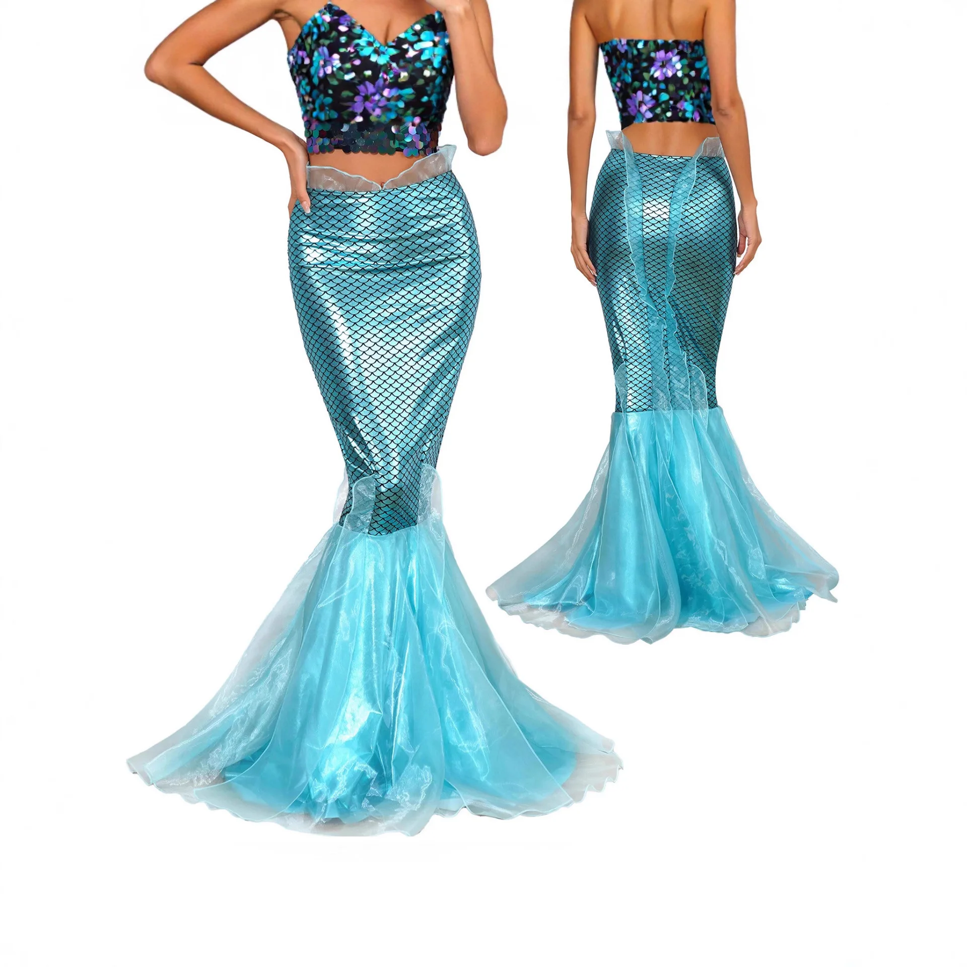 Halloween Cosplay Costume Skirt Mermaid Half Body Fishtail Skirt