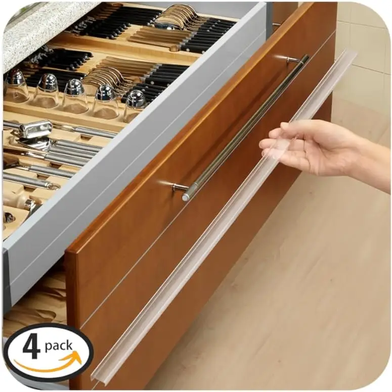 

4pcs Cabinet Door Protector, Plastic Edge Guard for 3/4" Cabinets, 24" Length, Prevent Wear & Chipping