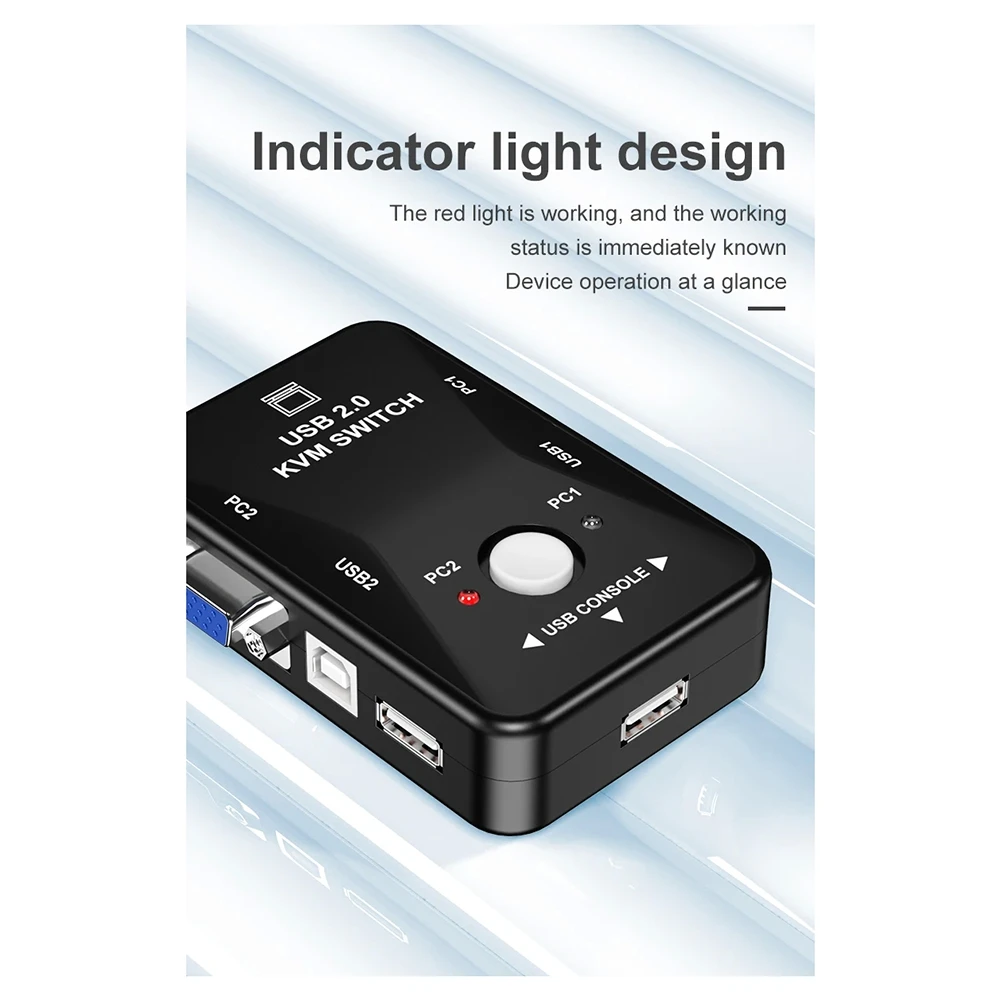 AT87-USB 2.0 KVM Mouse Switcher Keyboard VGA Splitter Box Sharing Switch USB KVM Switch 2 Port VGA SVGA Switch Box