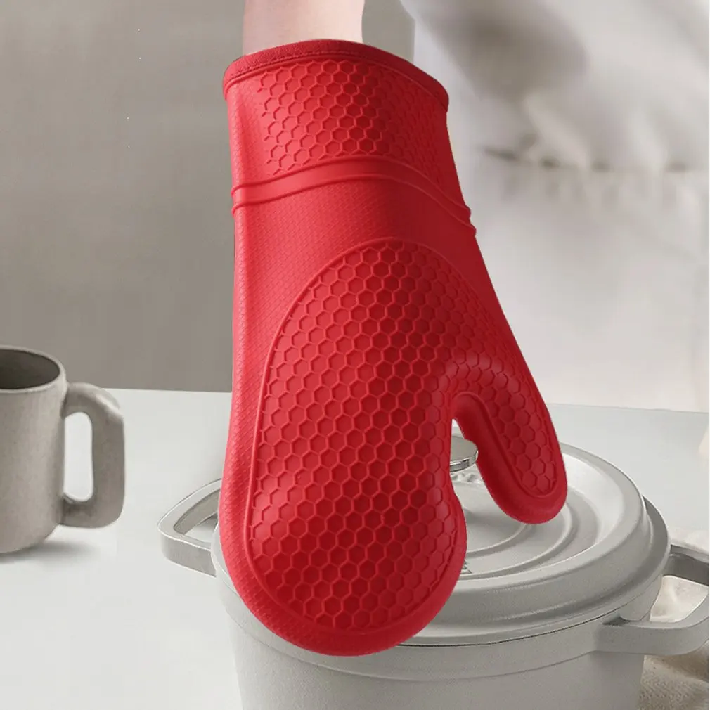 Silicone Heat Insulation Gloves Temperature Resistance Microwave Oven Gloves High Kitchen Barbecue Baking Anti-Scald Oven Mitts
