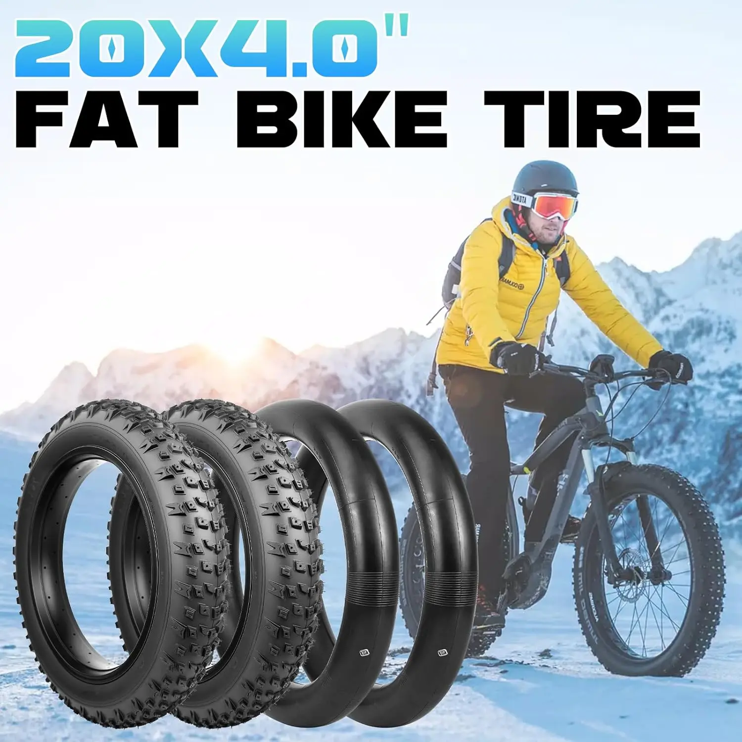 ZUKKA 20/26x4.0 Fat Bike Tire Set Schrader Inner Tube Anti-Puncture All Terrain E-bike MTB Replacement Tyres with Tire Levers