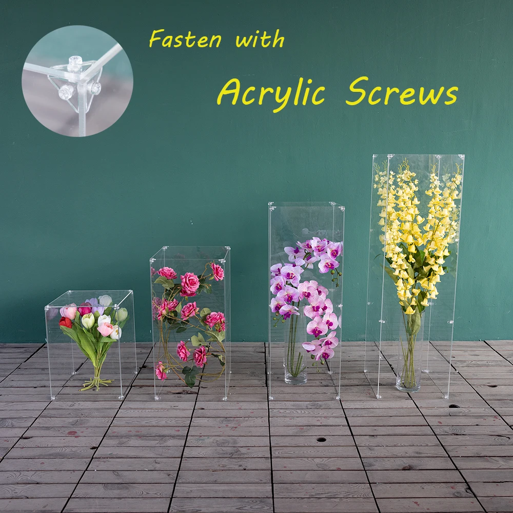 

Acrylic Clear Cake Frame with LED Light Stand For Birthday Baby Shower Decoration Transparent Cuboid Stand Flower Decor Shelf