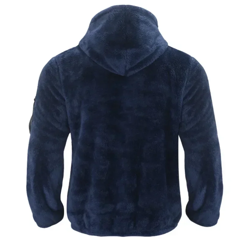 

2024 Men's Casual Double-sided Plush Warm Jacket Autumn Winter Thick Wool Coats Solid Hooded Fleece Hoodies Loose Men Clothing