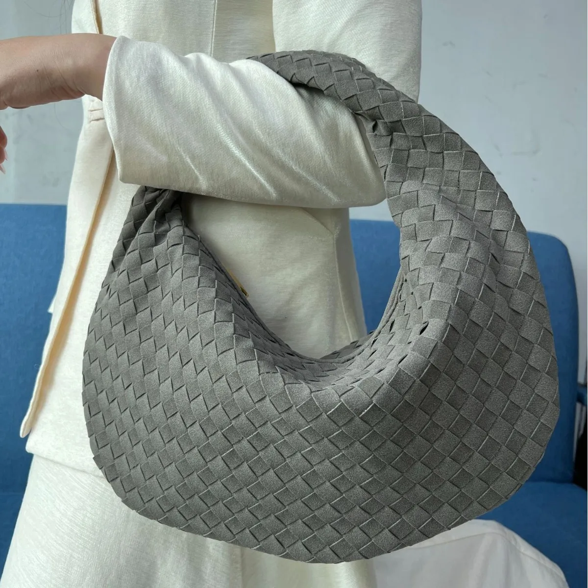 New woven bag high-end western-style casual armpit bag women's single shoulder handbag large dumpling bag hand-held bag