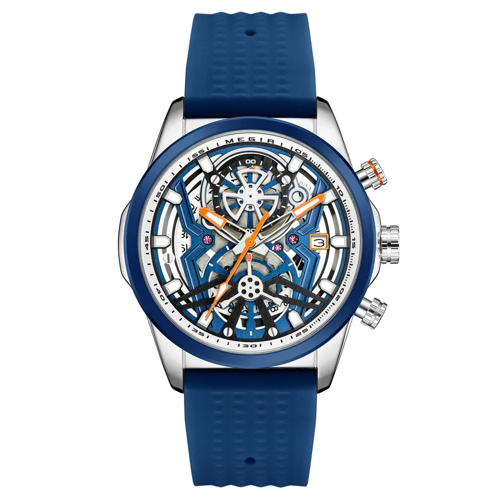 Sport Chronograph Watches for Men Top Luxury Brand MEGIR Quartz Waterproof Fashion Man WristWatch with Auto Date Luminous Hands