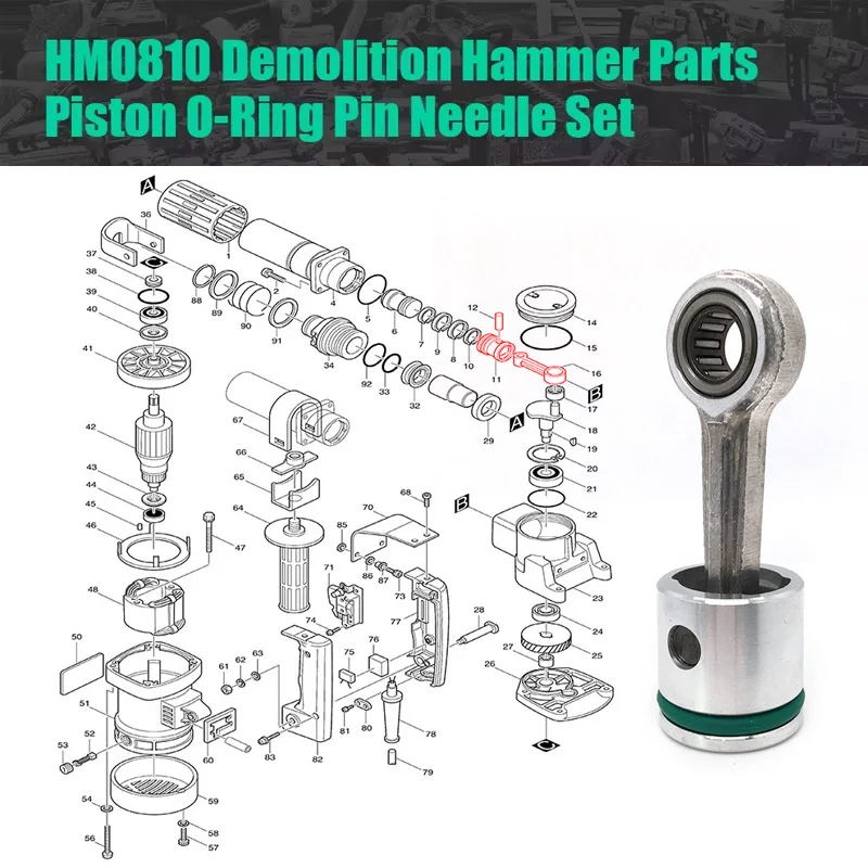 HM0810 Piston O Ring Pin Set Replace For Makita HM0810TA HM0810T HM0810B HM 0810 Demolition Hammer Spare Parrts 321958-3
