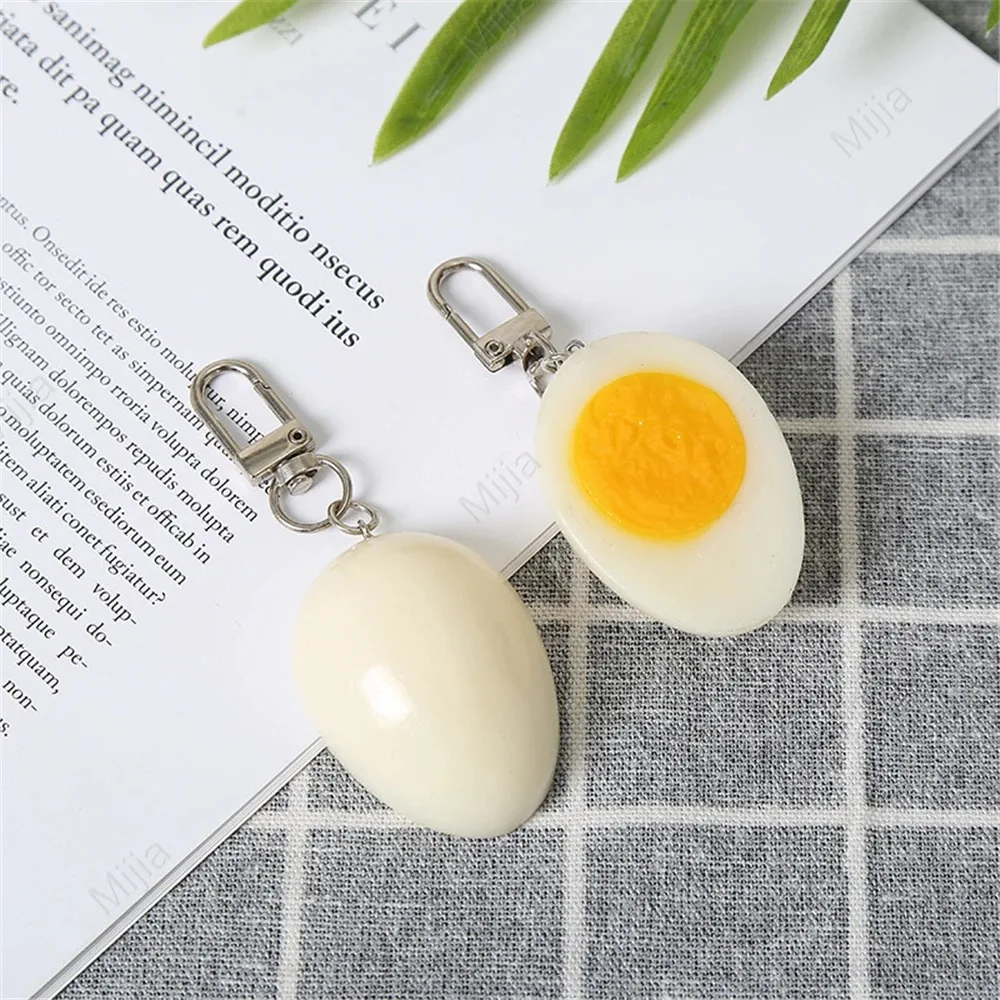 Gift Funny Boiled Egg Keychain Exquisite Fashion Simulation Food Keyring Luxury Bag Hanging Pendant