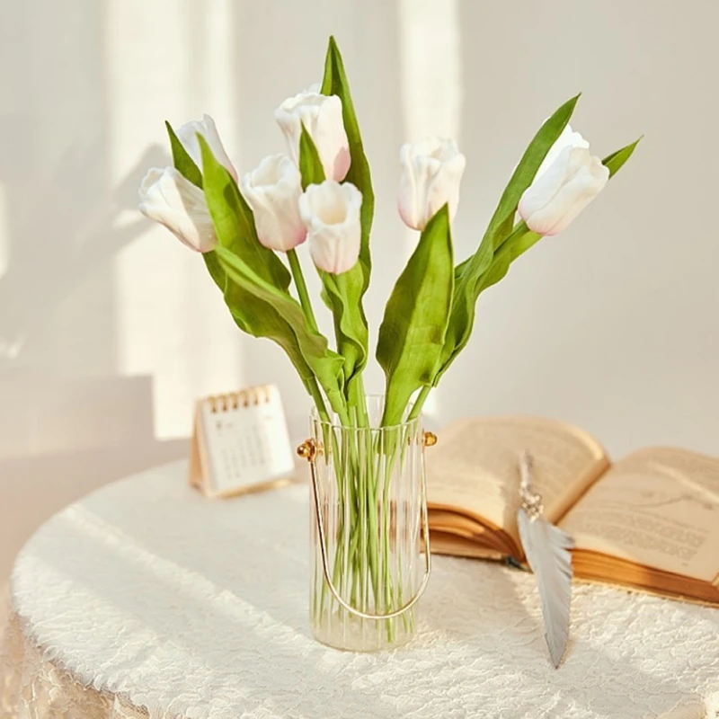 Tulip Artificial Flower Bouquet, Fake Flower, Soft, Real Touch, Wedding Decoration, Home Garen Decor, 1Pc