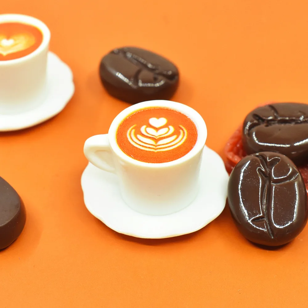 Mini Coffee Cup Cafe Plate Resin Dollhouse Simulation Food Play Scale Ornaments Diy Handmade Doll Accessories Home Decor Crafts