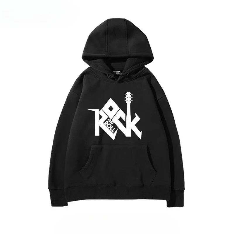 

2025 Autumn/winter guitar, American rock, punk print hooded sweatshirt loose and trendy streetwear for men and women