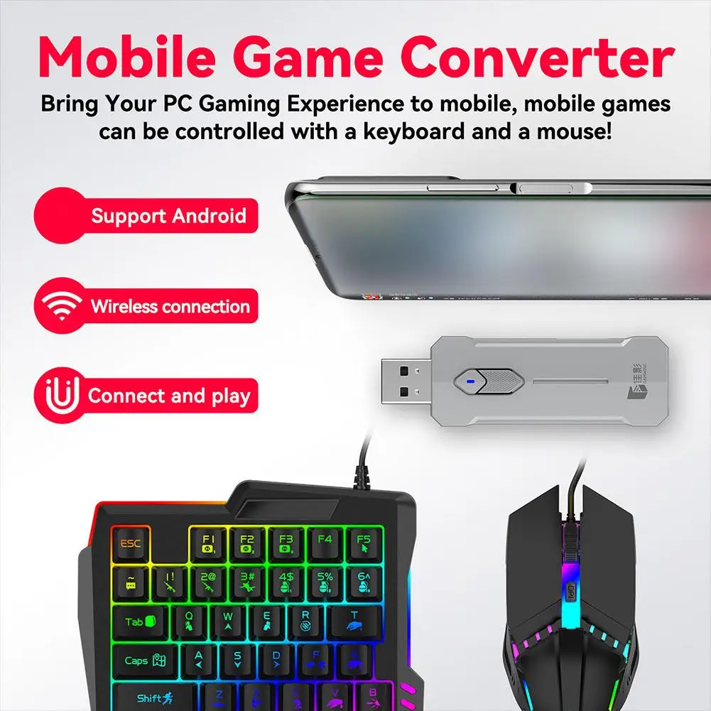 Convertitore tastiera e Mouse per X8/x8 Pro Jiaying supporta la connessione Bluetooth adatta per Android/Hongmeng E9O9