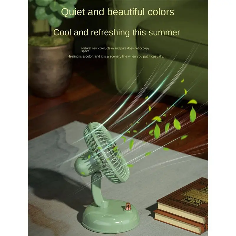 [ABJZ] 2000Mah Summer Fan Mute Automatic Oscillating Head Desk Fan Portable Fan USB Charging High Wind Power Fan for Home White