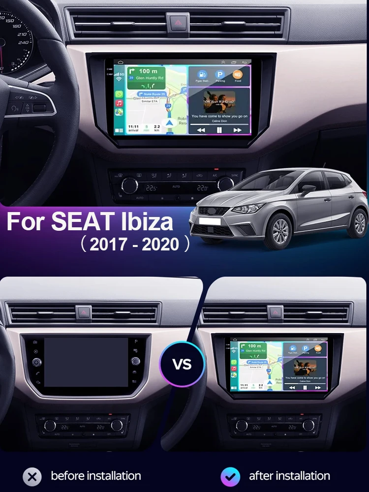 Android 16 Car Radio For SEAT Ibiza 2017 2018 2019 2020 Carplay Navigation GPS Multimedia Player WiFi+4G Stereo Auto Head Unit