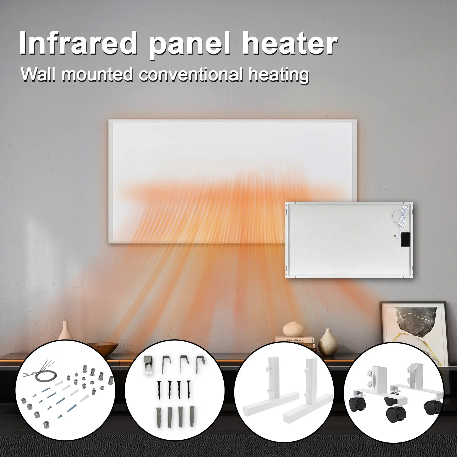 T-600W 300x600mm Infrared Panel Heater Wall Mounted Routine Heating Radiant Home Heater Infrared Carbon Crystal Technology SPECT