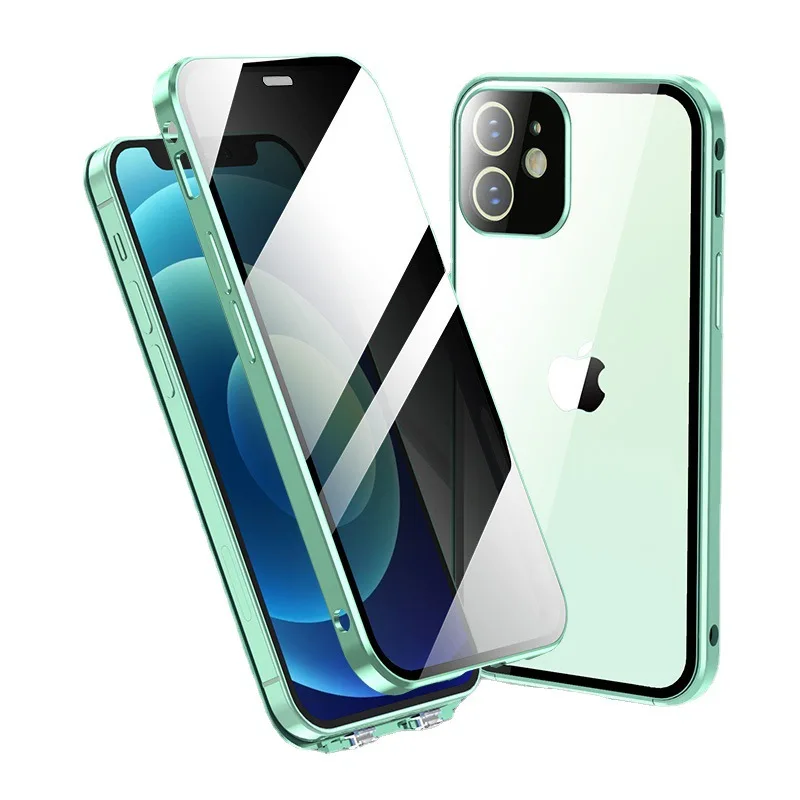 Full Coverage Dual Layer Preventing peeping case  For iPhone 11 12 13 14  Pro Max Plus Mini  Shockproof  Cover