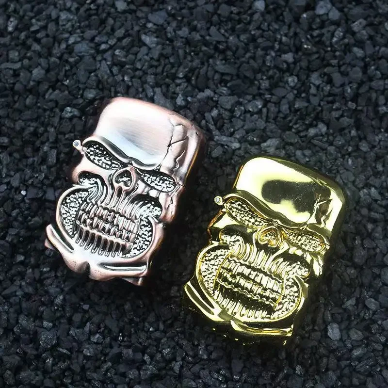 Briquet haut de gamme avec armure de chevalier squelette, briquet à meule coupe-vent, cadeau pour hommes, accessoires pour fumer, vente en gros, 2026