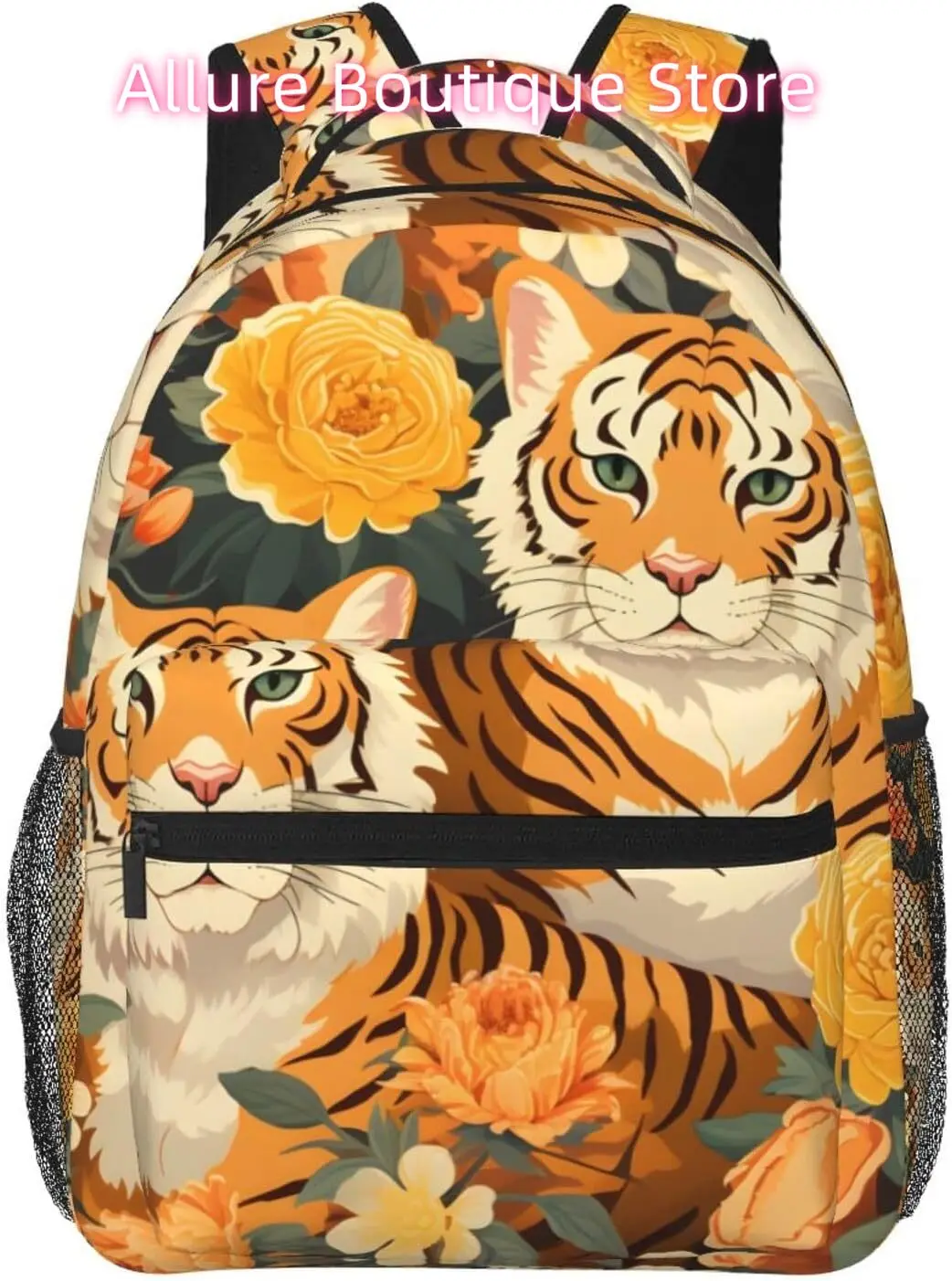 

laptop bag back to school Cartoon Funny Tiger Flower Lightweight Laptop Backpack Lightweight Multipurpose Travel Casual Daypack