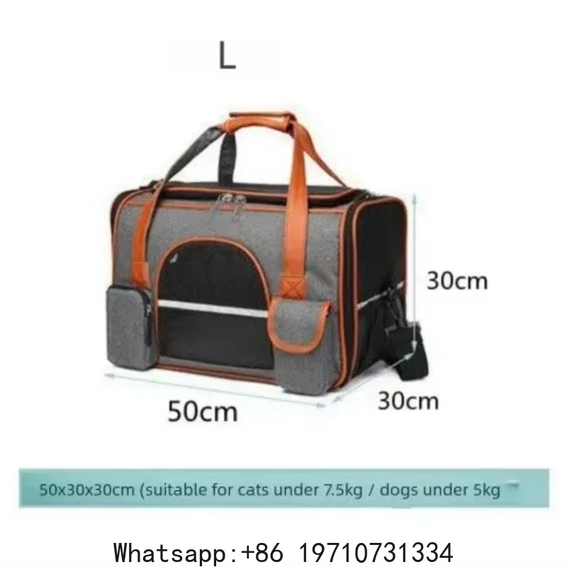Medium Pet Carrier Bag for Cats Puppies Rabbits Anti-Collapse Design with Multiple Storage Pockets Travel Handbag