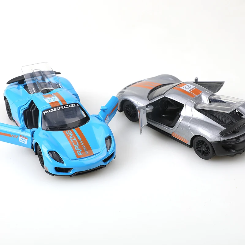 (Encíado) 1/36 coche en miniatura de aleación simulación 918 Porsche coche de carreras vehículo tirar hacia atrás adornos de coche colección juguetes para niños