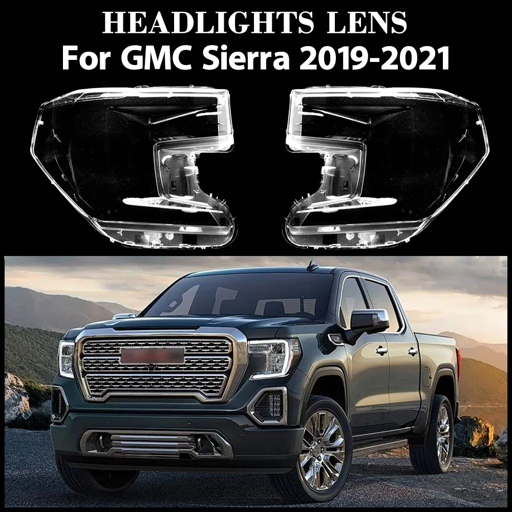 

For GMC Sierra 2019 2020 2021 Headlight Lens Cover Transparent Lampshade Headlamp Shell Plexiglass Replace Original Lens