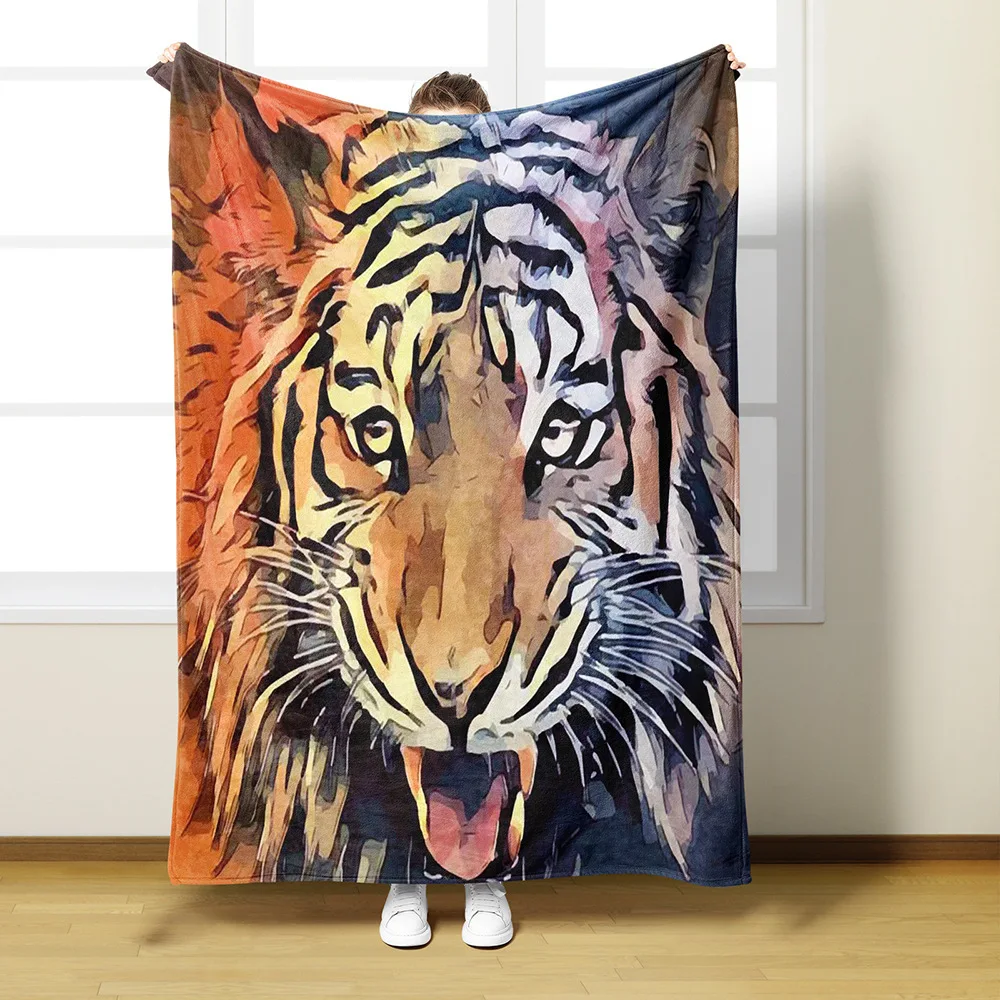 

Одеяло с принтом тигра для дивана-кровати, путешествий, кемпинга, гостиной, офиса, кондиционера, одеяло для всех сезонов, подарки