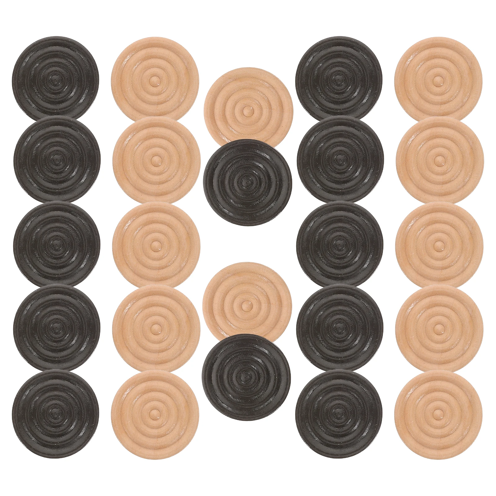 

24 Pcs Wooden Checkers Solid Chess Boards Piece Suit Chinese Travel Game Accessories