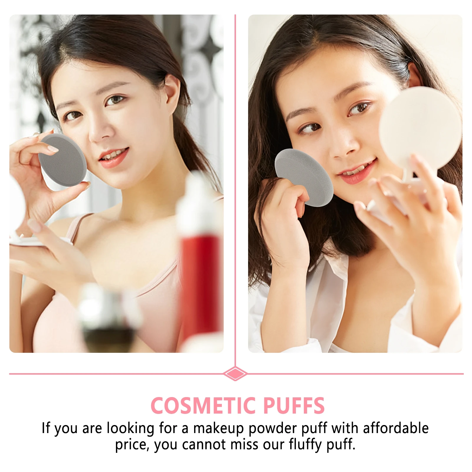 

2pcs Oval Makeup Pink Sponge Soft Women Loose Powder Puff Facial Powder Puff Washable Reusable