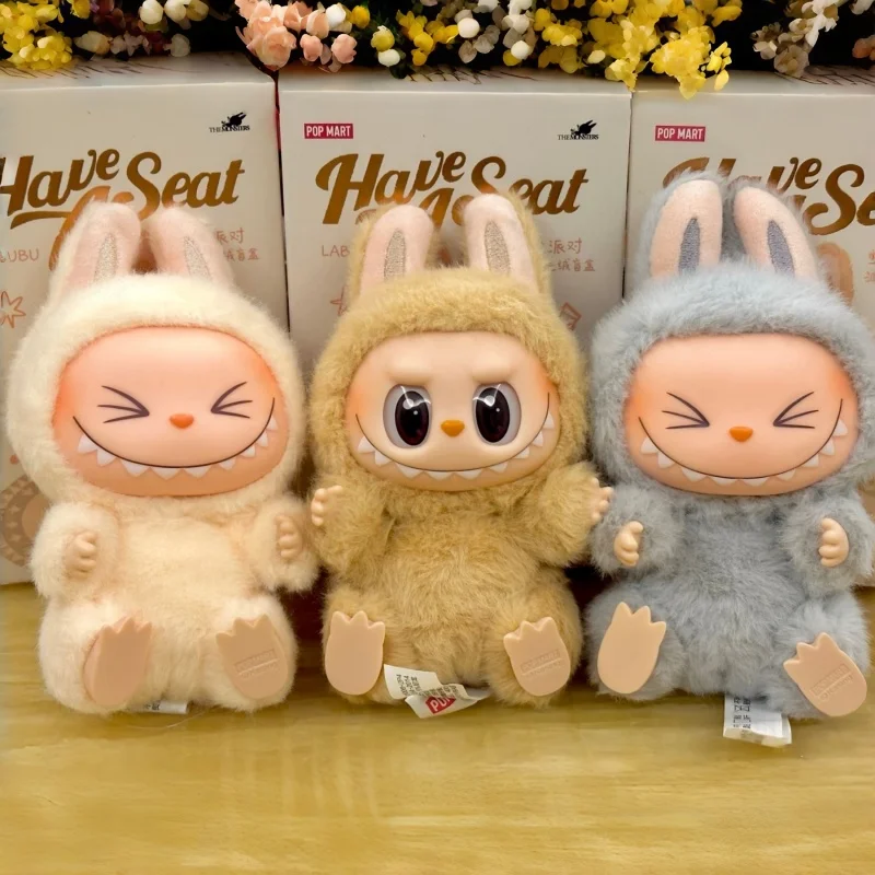 

New Popmart Labubu Sitting Party Vinyl Plush Series Blind Box Soft Cute Plush Doll Creative Accessories Surprise Cute Gifts