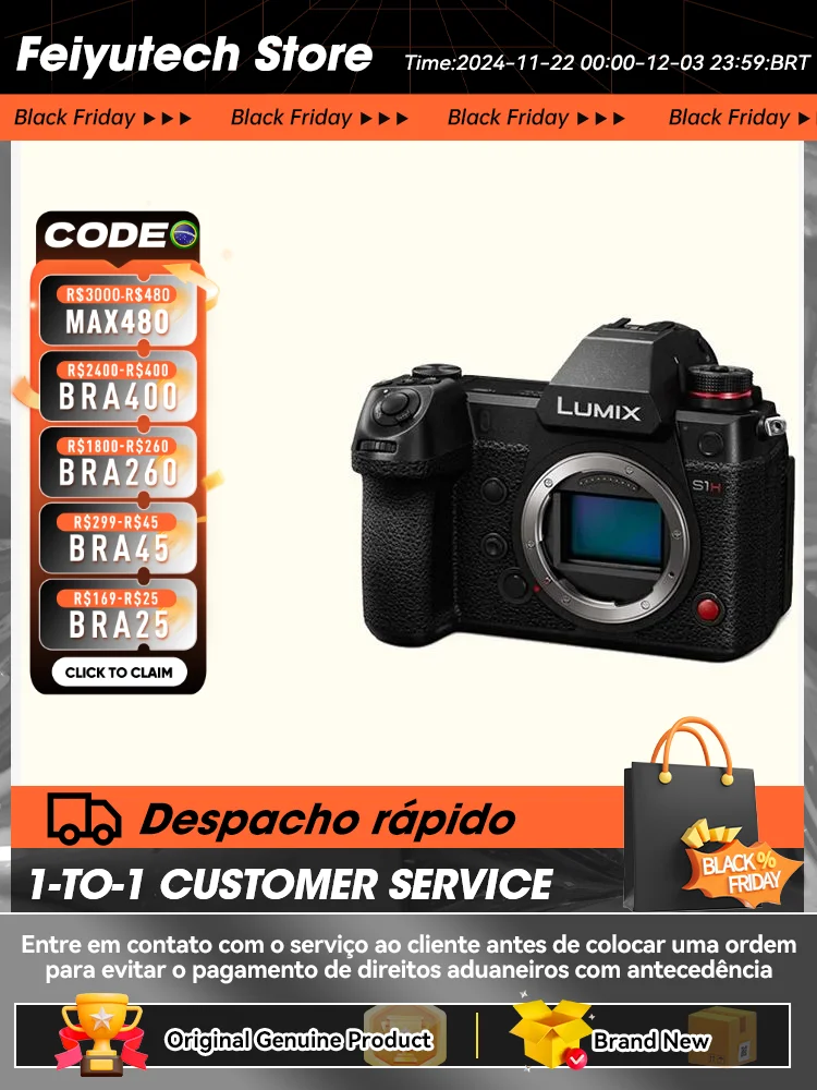 كاميرا باناسونيك LUMIX S1H بدون مرآة إطار كامل رقمي مدمج 24.2MP 6K/24p فيديو 5 محاور مضادة للاهتزاز تصوير احترافي