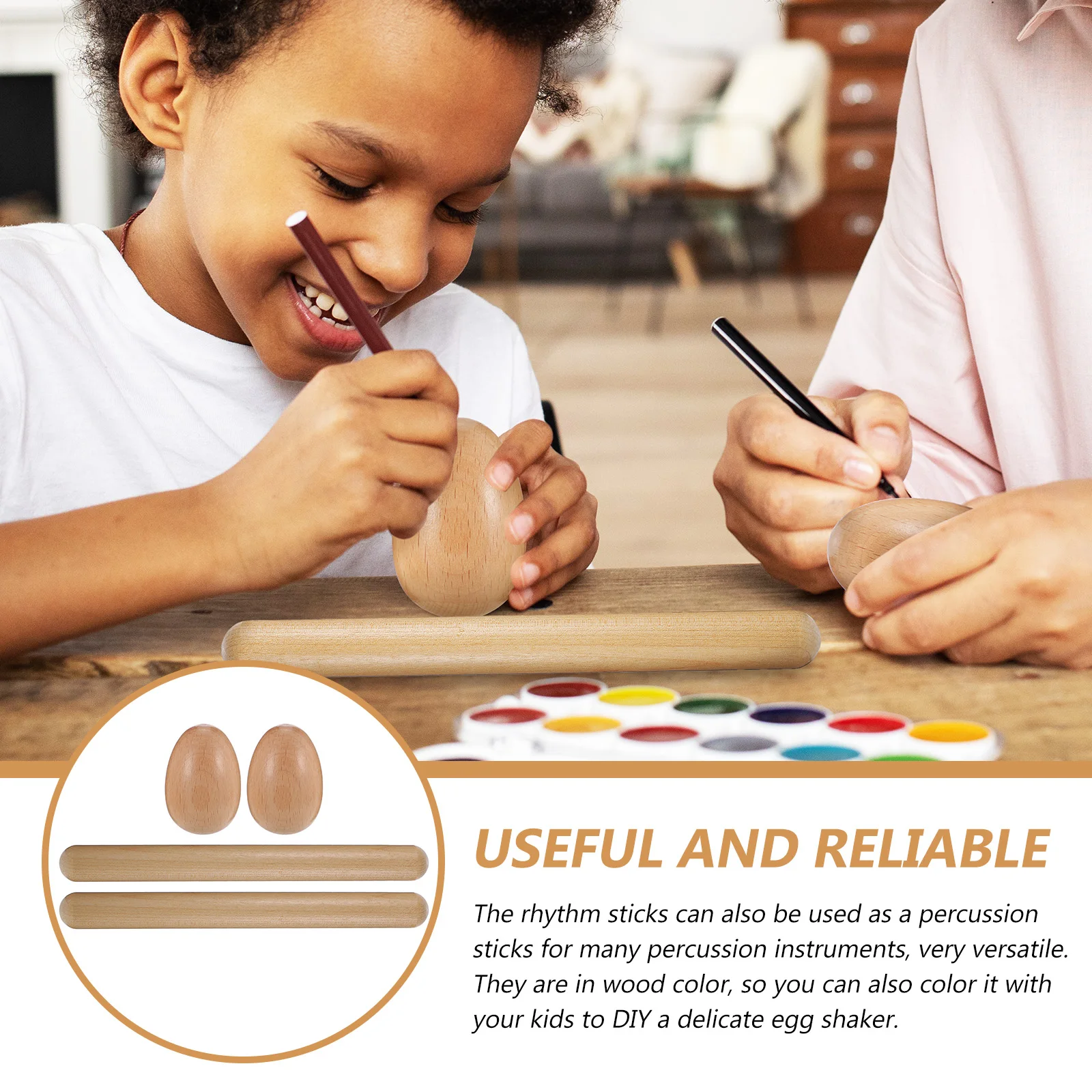 

Egg Percussion Instrument Accessories Set Toddler Wood Shaker Musical Instruments