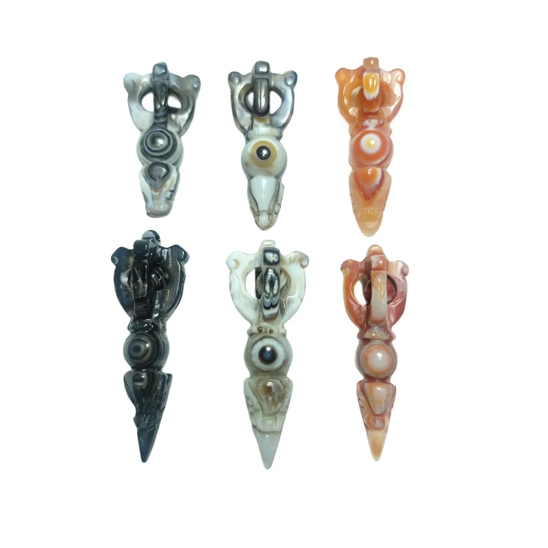 

Tibetan Black/White Onyx Stone Carving Sky Eye Vajra Peg Totem Amulet DZI Beads Pendant Men&Women`s Jewelry Free Shipping