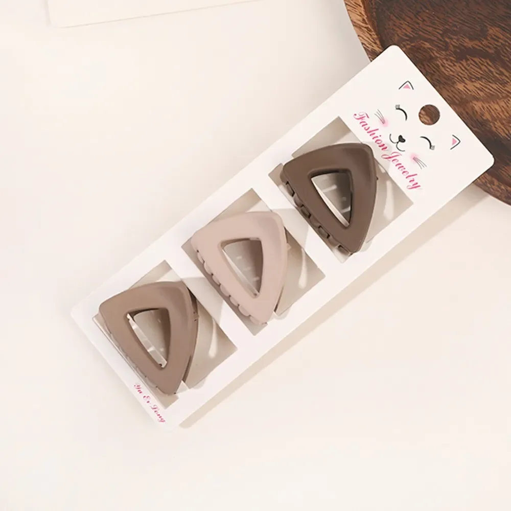 New Fashion Coffee Color Three-piece Set Frosted Geometric Hairpin Hair Clip Barrettes for Women Girl Hair Accessorie Headwear