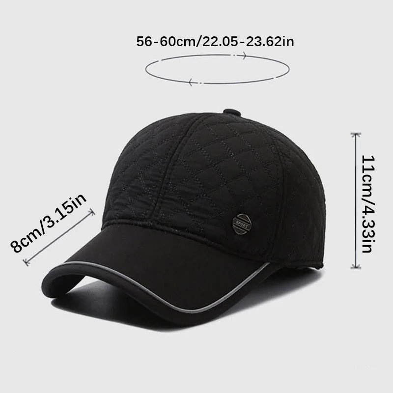 2023 New Autumn Winter Men Fashion Warm With Ear Muffs Baseball Cap For Male Outdoor Adjustable Earmuffs Hat For Dad Thickening