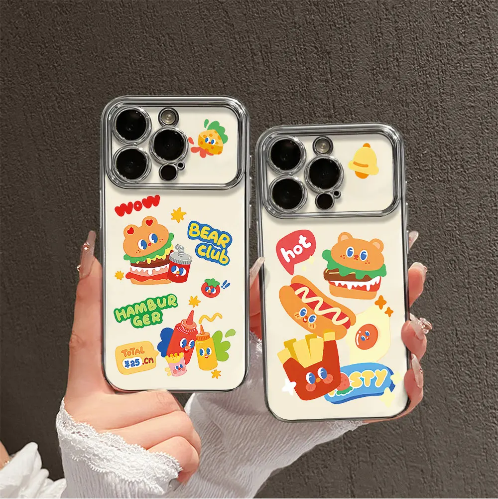 Cute Hamburgers And French Fries Electric Ferry Large Window Phone Case For Samsung A22 A23 A32 A51 A20 4G 5G Shell