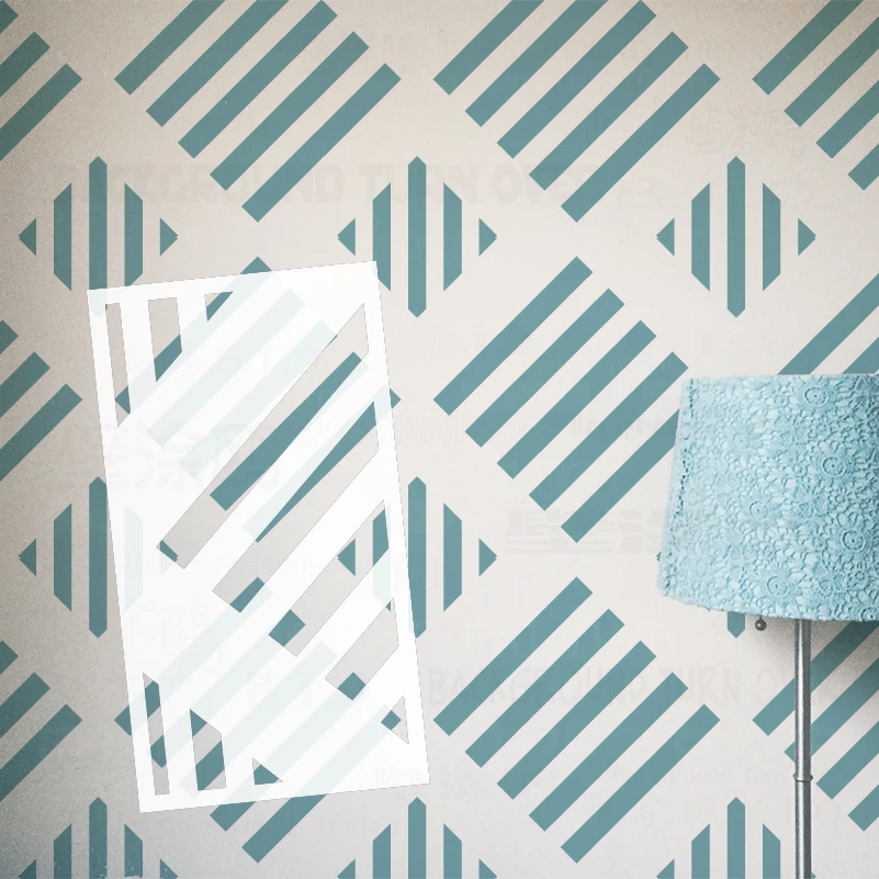 30cm - 70cm Stencil For Painting Wall Decor Template To Paint Putty Decorative Furniture Diagonal Stripe Square Geometric S009