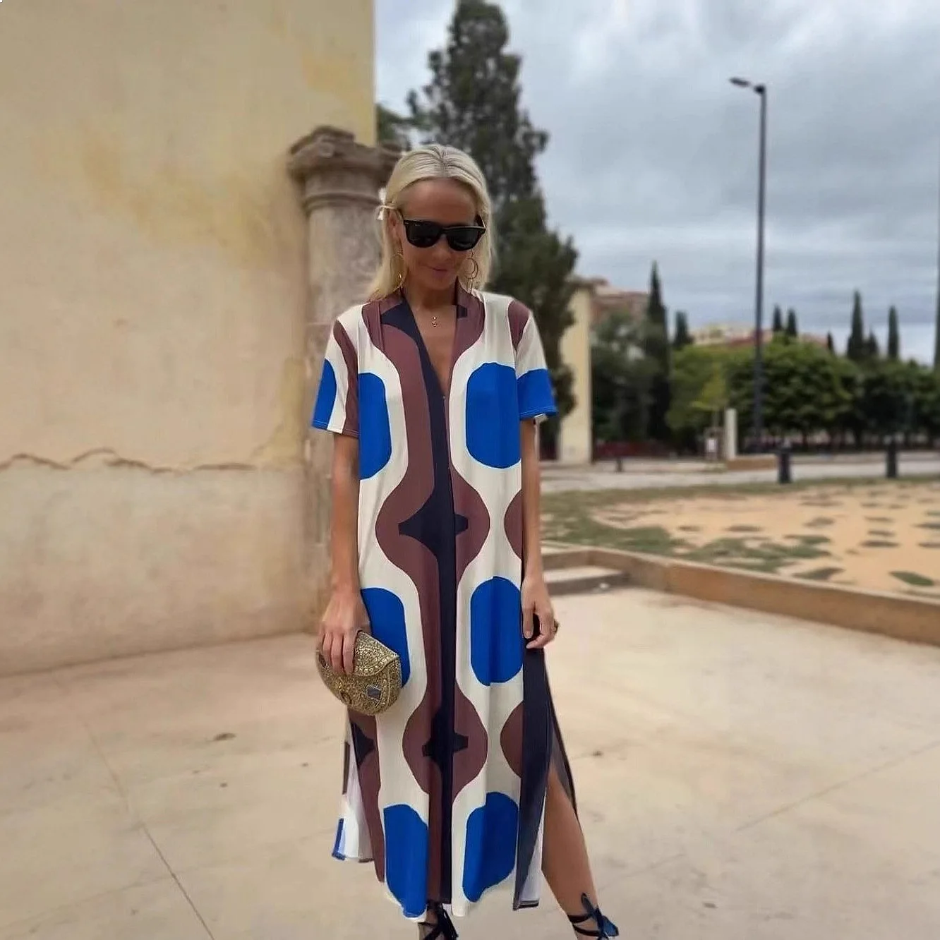 Summer Printed Split Maxi Dress - usage example