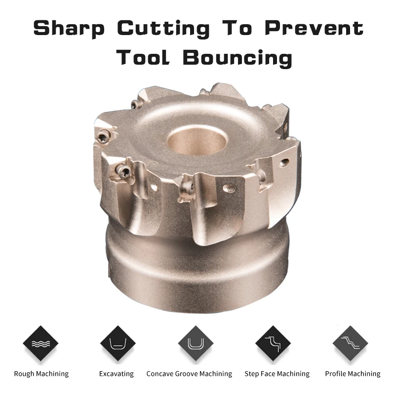 TE90-40-16-6T TE90-63-22-8T Double-sided high-efficiency open rough square shoulder end mill 4NKT blade milling cutter