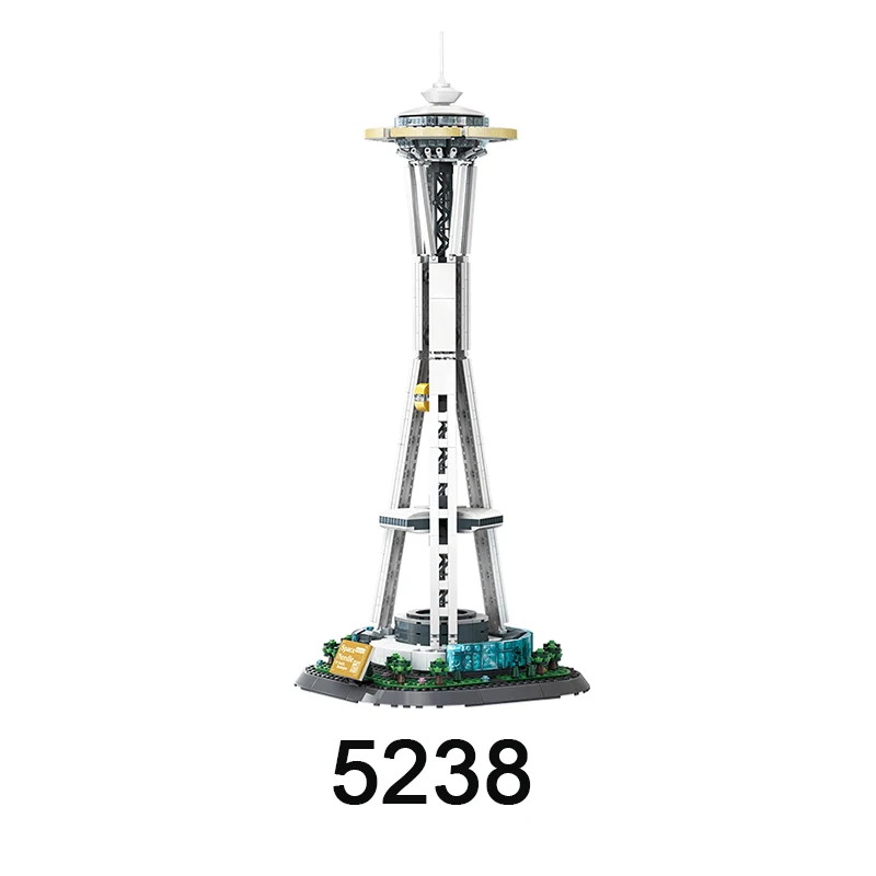 5238 monumentos del mundo, bloques de construcción StreetView Seattle Space Needle, juegos de construcción, juguete de construcción Compatible con marca líder