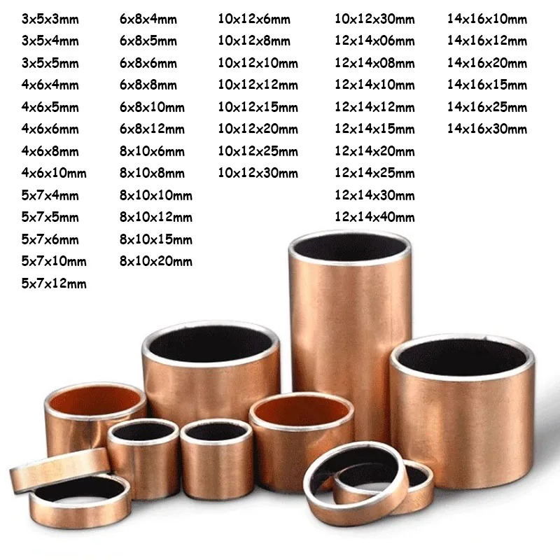 1/2/5pcs SF-1 Inner Diameter 3/4/5/6/8/10/12/14mm Self-lubricating Composite Bearing Oil-free Bushing Bushings