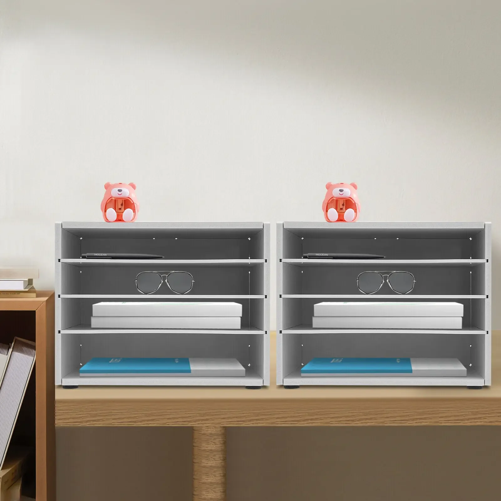 

2-Pack 13.39"x9.06"x9.96" Desktop File Organizers with 4 Compartments