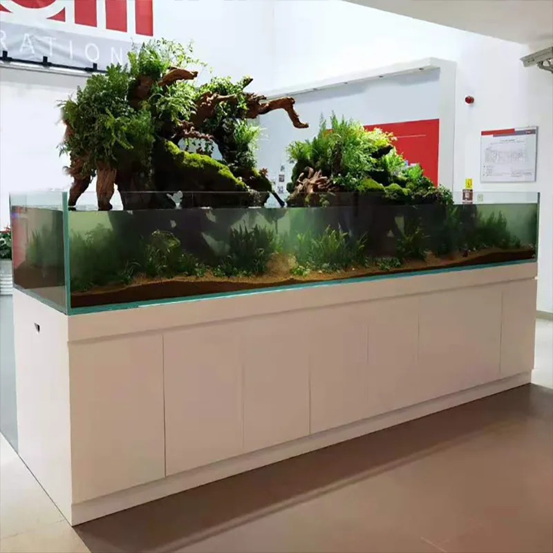 Customizable Size Durable Ultra-white Rectangular Glass Aquarium Office Living Room Eco-landscape Fish Tank Self Cleaning