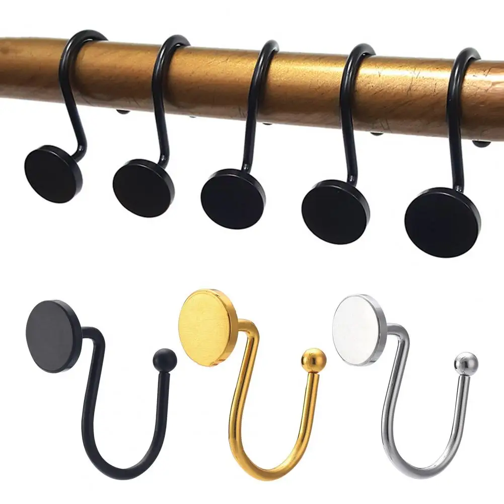 Solid Circle Shower Curtain Hooks Premium Shower Curtain Hooks Set High Strength Alloy Anti-rust Finish Smooth Sliding Design