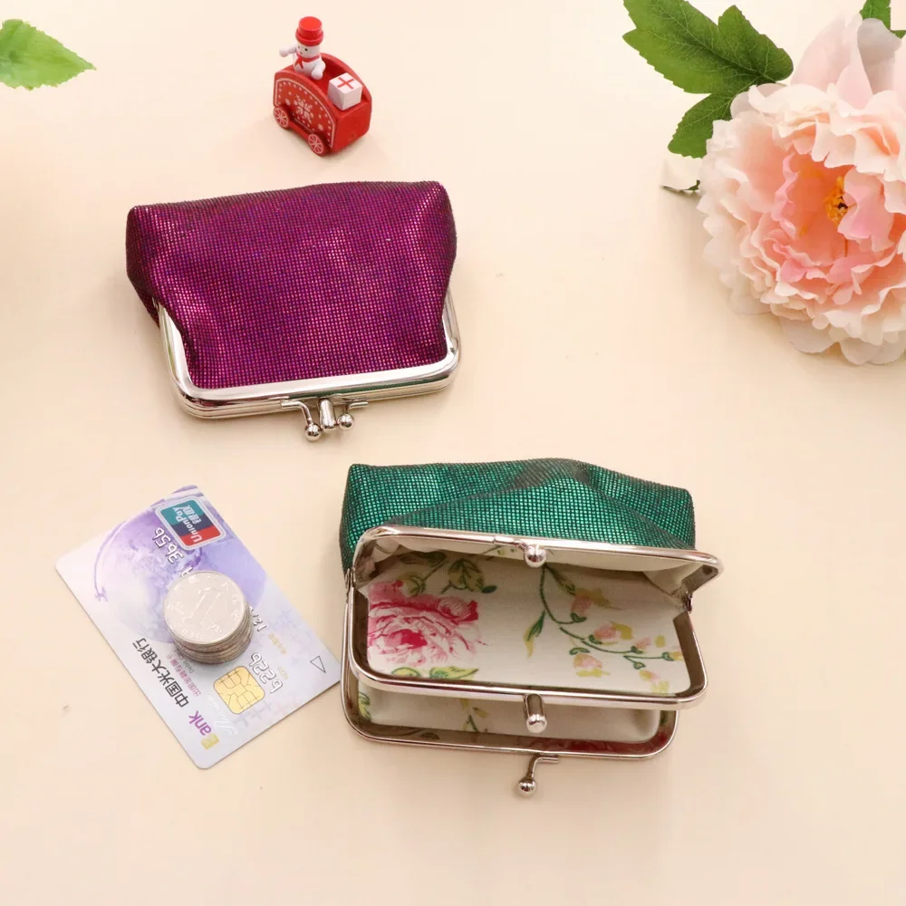 Women Glitter Short Purse Double Layer Women Wallets Short PU Leather Coin Purse Mini Wallet Retro Coin Purse for Women Wallet