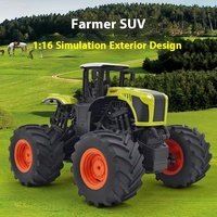 New Rc Car 1:16 Alloy Remote-Controlled Tractor Toy With Headlights Simulation Electric Farm Truck Toy Set Childtoys Gift