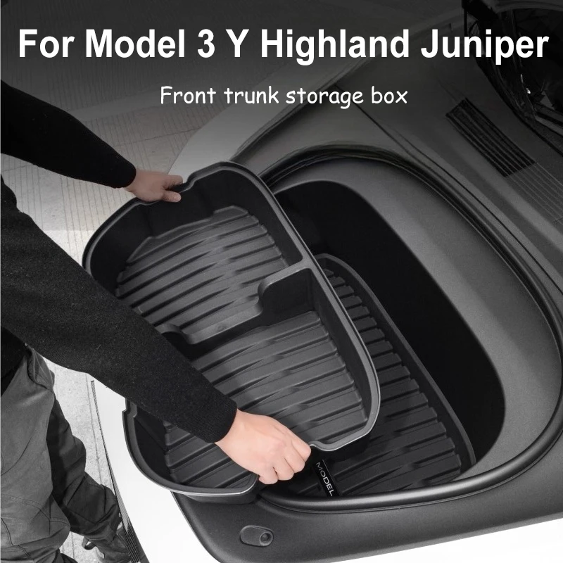 

For Tesla Model 3 Y Highland Juniper Car Front Trunk Storage Box TPE Material Organizer Container Front Trunk Accessories